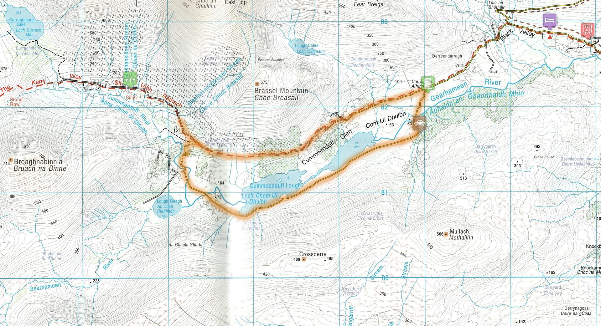 Our hiking route through the Black Valley in County Kerry, Ireland