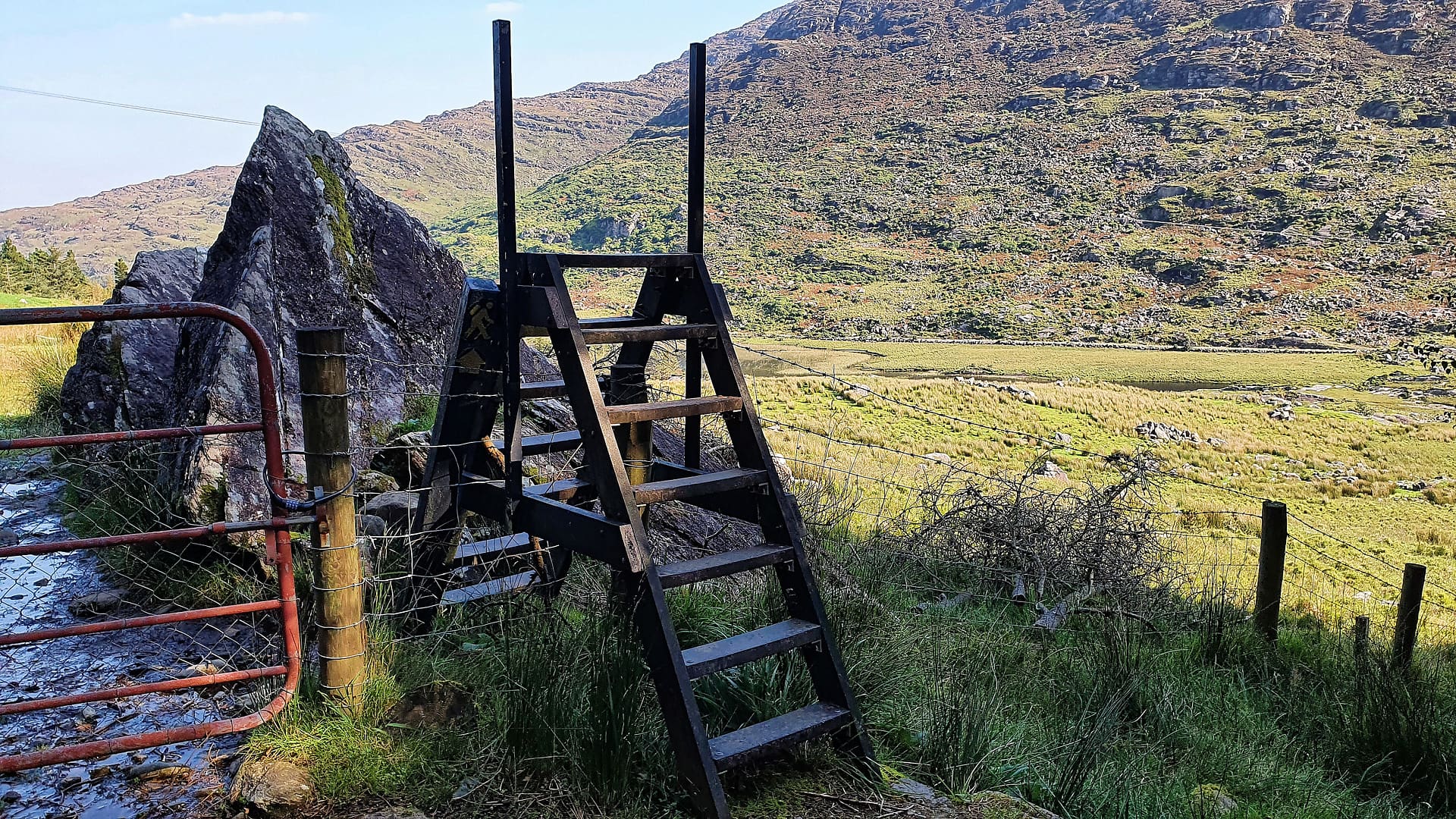 A style over a fence on the Kerry Way in the Black Valley