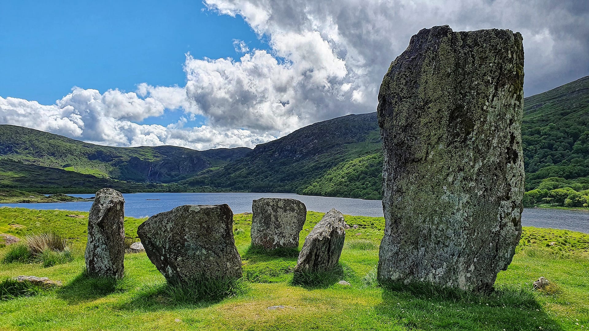 The Uragh Stone Circle overlooking Lough Inchaquin