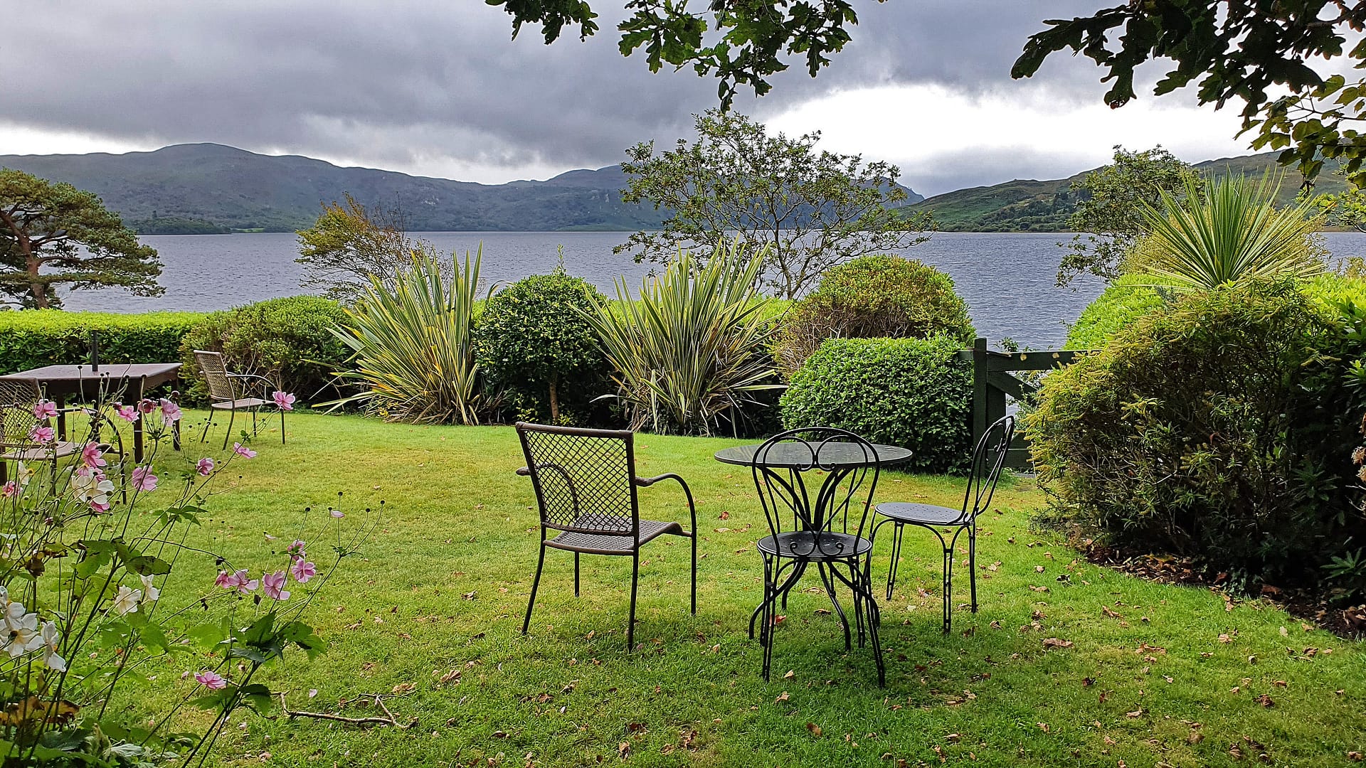 An inviting sitting area overlooking Caragh Lake